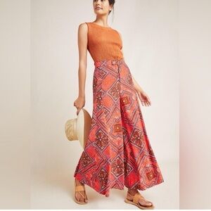 By Anthropologie Skirted Wide Leg Pant Geo Print Size 4